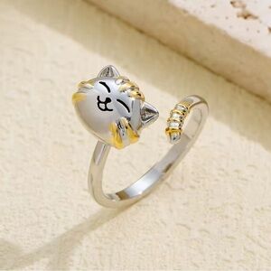 Silver Cat Ring 🐈😺 Anti-Stress Ring. Birthday gift. Kitten Anxiety Spiner Ring